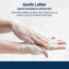 Lathered hands using hypoallergenic body wash, sulfate-free and dye-free formula designed for sensitive and eczema-prone skin
