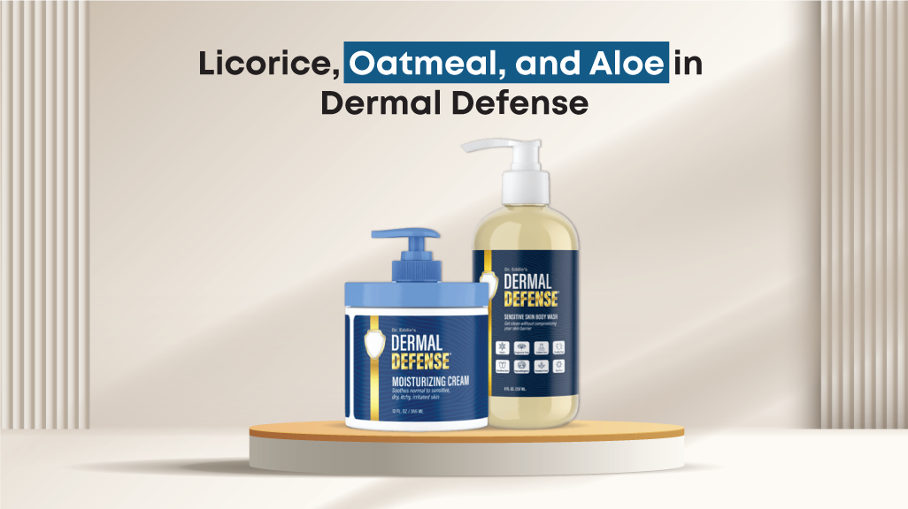 At Dr. Eddie’s Demal Defense, we believe in creating products that do more than just cleanse or moisturize; they nurture and protect sensitive skin. That’s why our fragrance-free body wash for eczema-prone skin is infused with licorice root extract, aloe vera, and oatmeal extract. This soothing trio helps comfort the skin, support the natural barrier, and lock in long-lasting hydration.